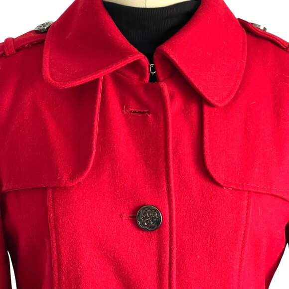 Guess Cherry Red Wool Peacoat Jacket - S - Picture 5 of 10